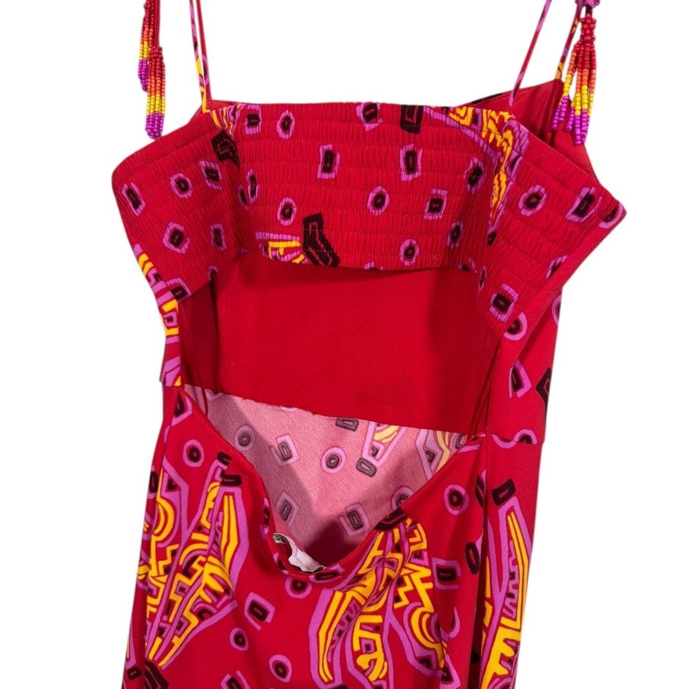 House of Harlow 1960 Women's Red Banana Print Spaghetti Strap Midi - Size S - Picture 7 of 7
